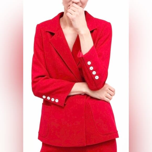 ZARA WOMAN Minimalist Luxury
ContemporaryClassic DoubleBreasted Red Blazer Sz. S - Picture 16 of 16